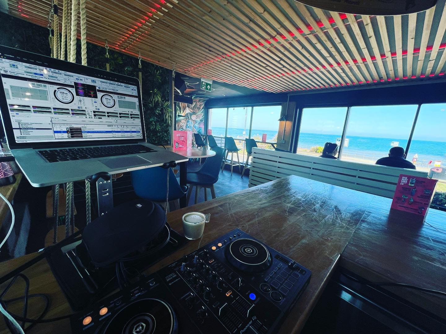 View from today’s dj booth! Last minute gig in Teignmouth and after last nights wicked gig in Dartmouth its all about the ‘mouth’s this weekend. #dj #djing #beachbar #ibizavibes #balearicbeats #pioneerdj #hululubar #teignmouth