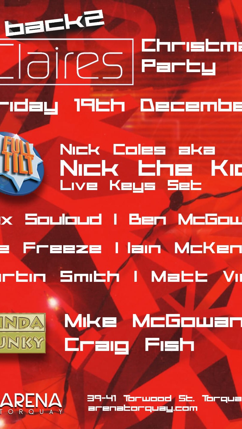 A flashback Friday through a year of flyers from different years that I designed for Full Tilt at Claires in the 90’s. We are Back2Claires on Friday 19th December for a special Christmas Party with more of our residents! Get your tickets!!! #back2claires #fulltilt #kindafunky